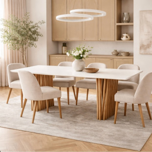 Mesa de Jantar Ripas de Madeira Flip