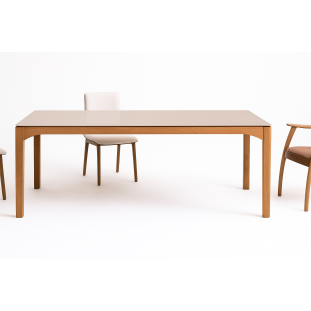 Mesa de Jantar Retangular Eron Laca Com Vidro 