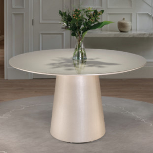 Mesa de Jantar Redonda Laca com Vidro Desirée