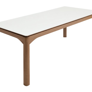 Mesa de Jantar Retangular Eron Laca Com Vidro 