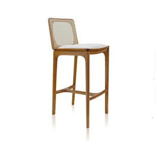 Banqueta Mell Palha e Estofado